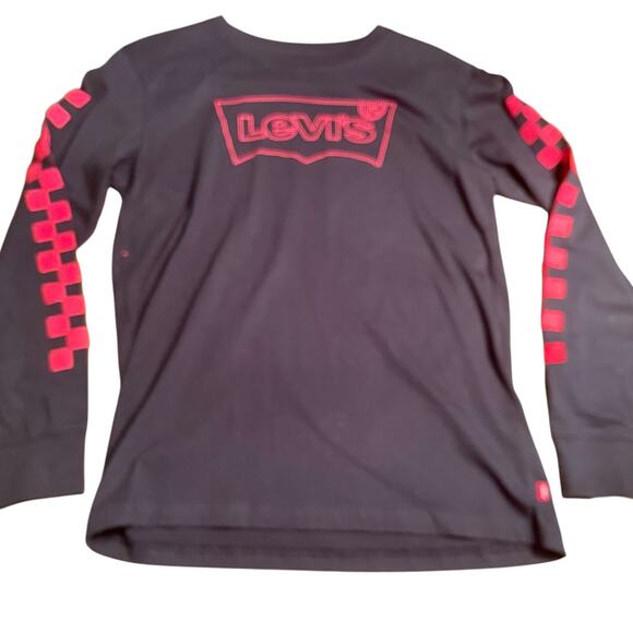 Levis Logo Pullover T-Shirt Sportswear Youth XL Longsleeve Black Red NWT -A0040 - Picture 1 of 10